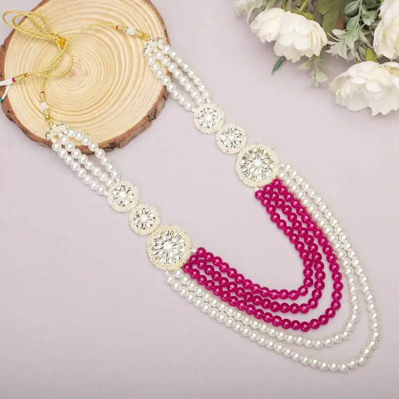 Designer pearl base metal and dulha sherwani moti mala haar necklace for groom