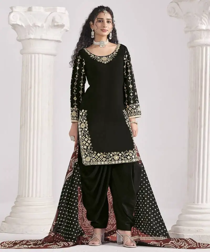 Roman silk original mirror work patiala salwar kameez unstitched