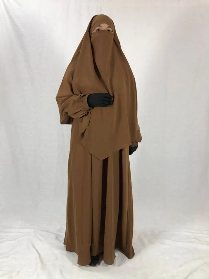 Premium matching mustard baggy abaya and single layer khimar