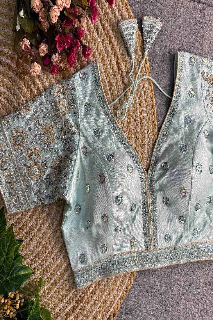 Gold sleeveless navratri handwork readymade blouse for garba nights alterable upto 42 size