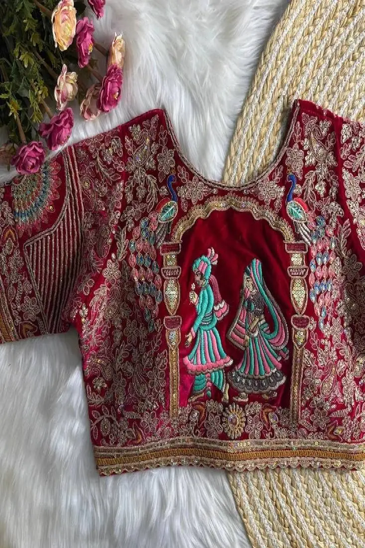 Green color navratri special readymade blouse with mirror work alterable upto 42 size