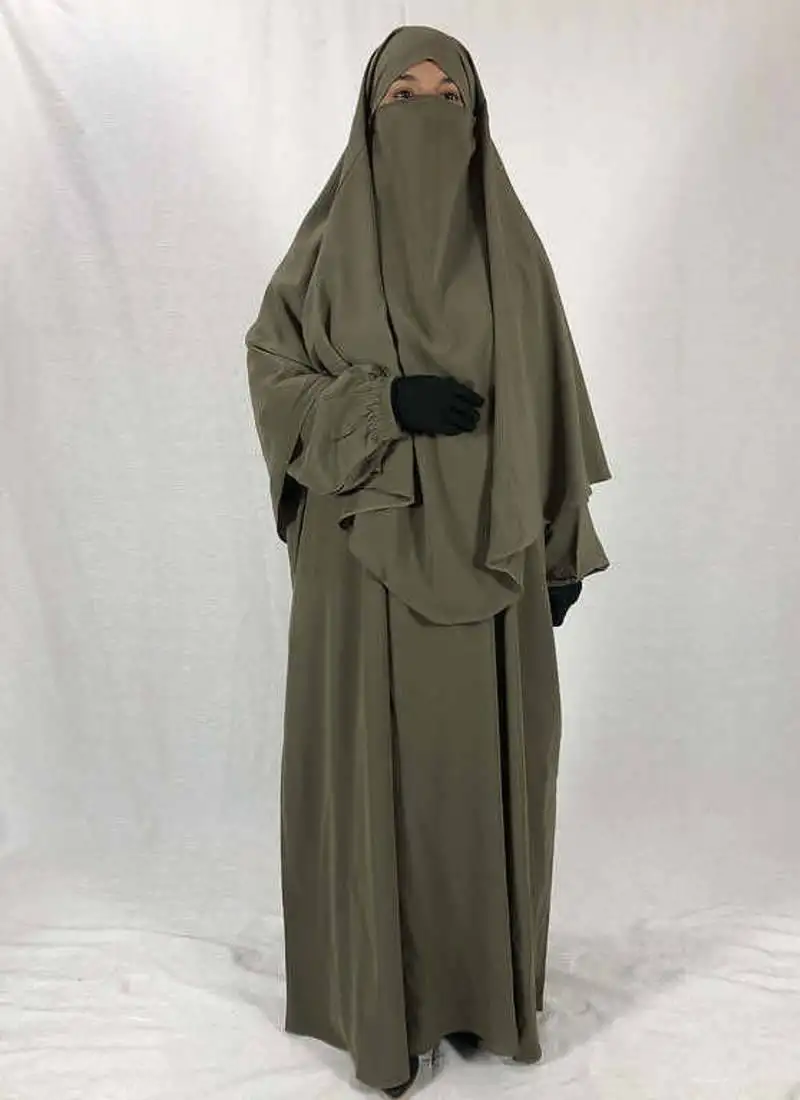 Premium matching fawn baggy abaya and single layer khimar