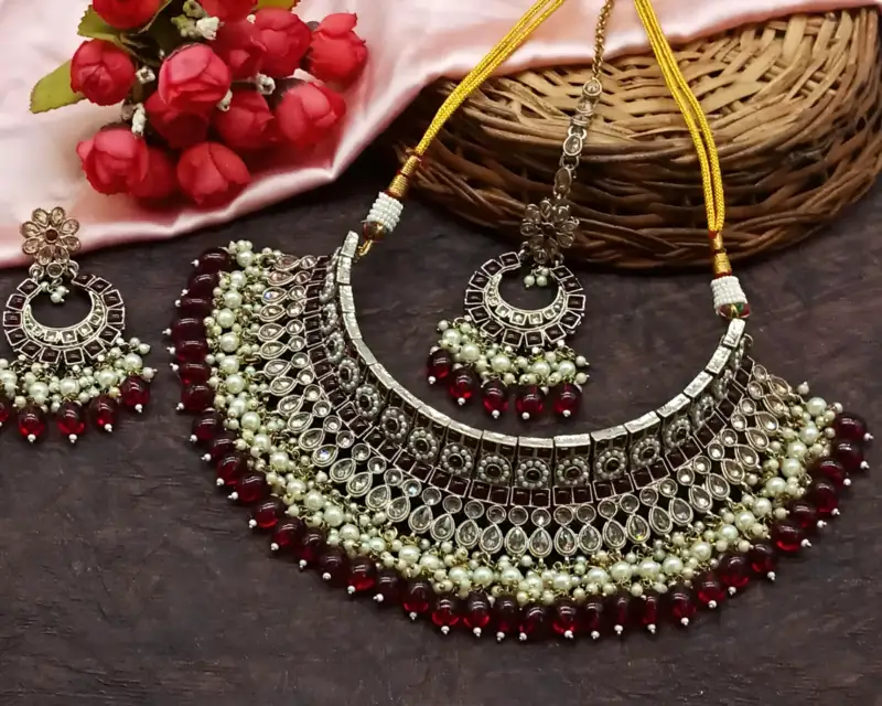Red designer function wear heavy jewellery collection