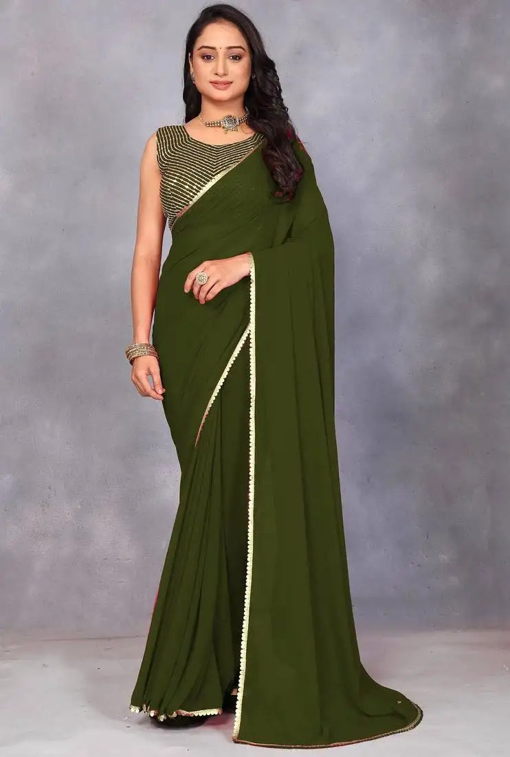 Elegance designer georgette saree with sequence blouse