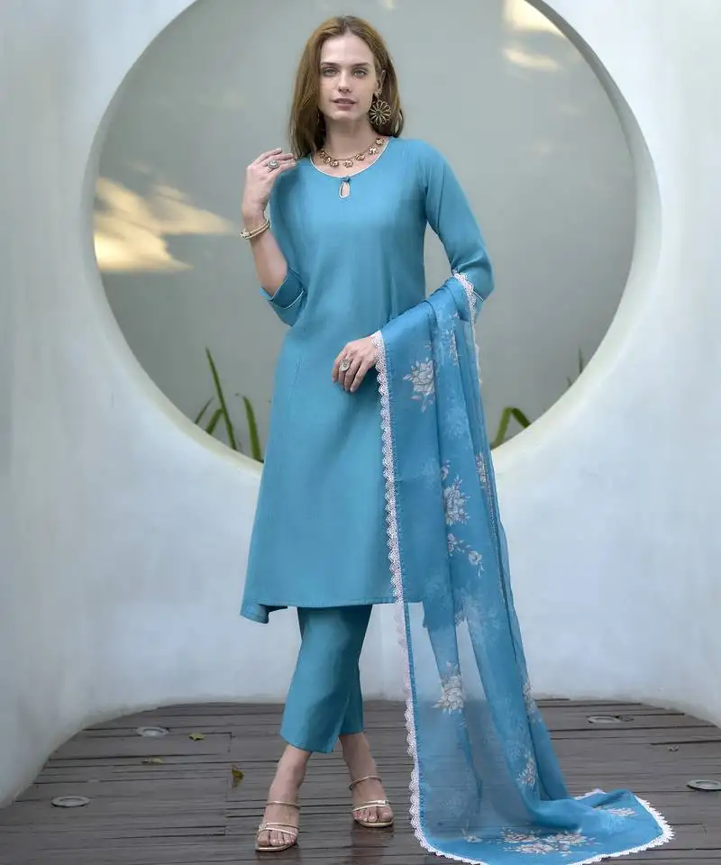Women's beautiful vatican straight kurta with pant and dupatta set