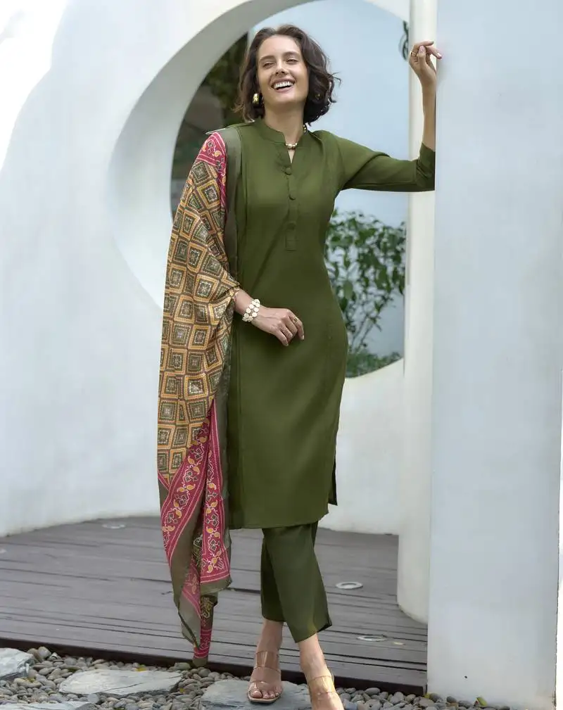 Women's gorgeous vatican straight kurta with pant and dupatta set
