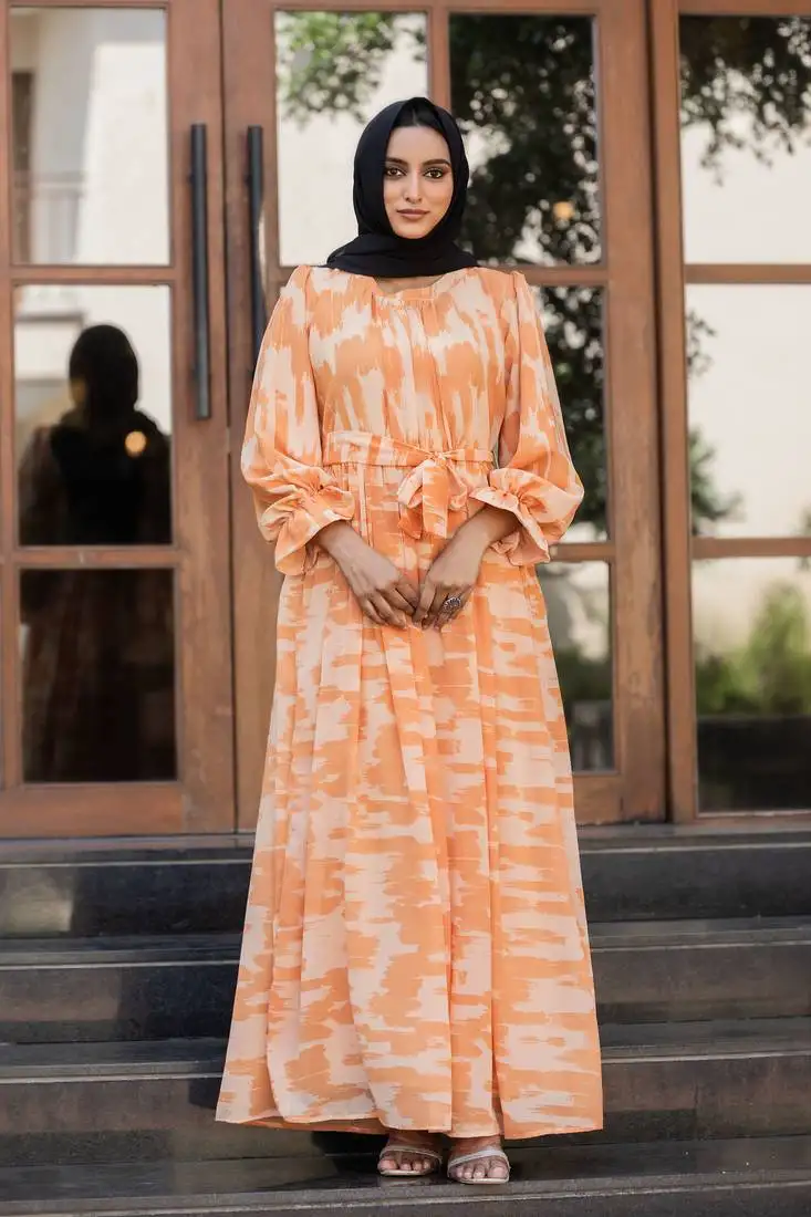 Camel design fancy georgette printed abaya