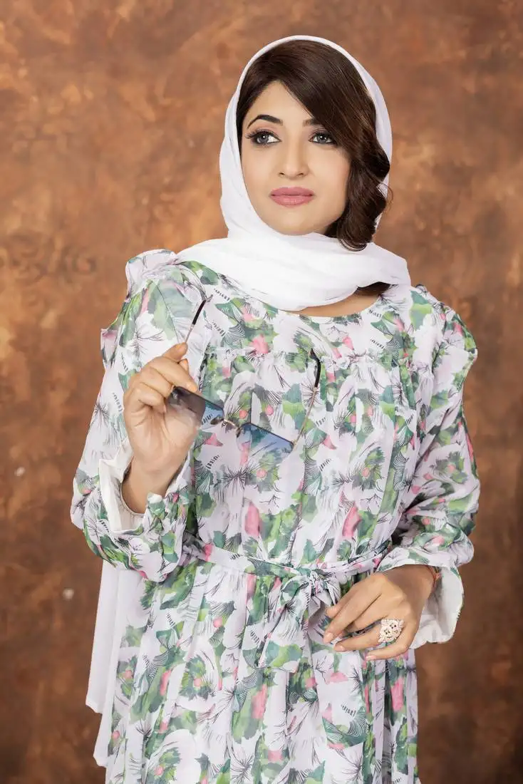 Green fancy georgette printed abaya