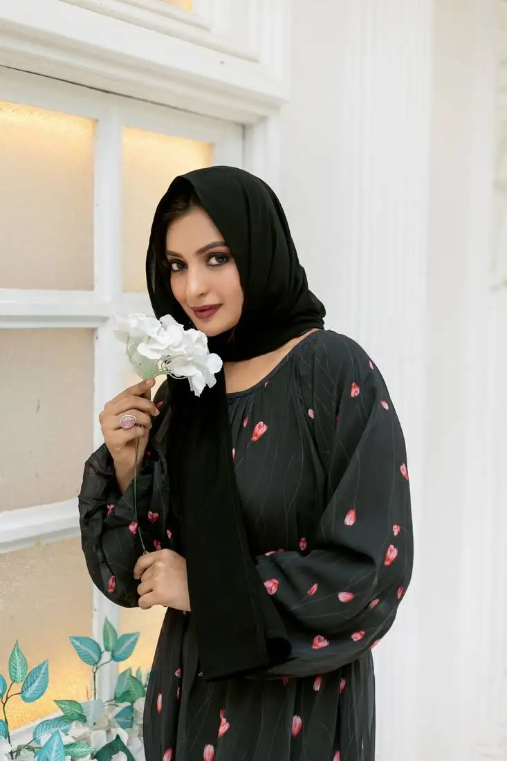 Black georgette burqa without hijab