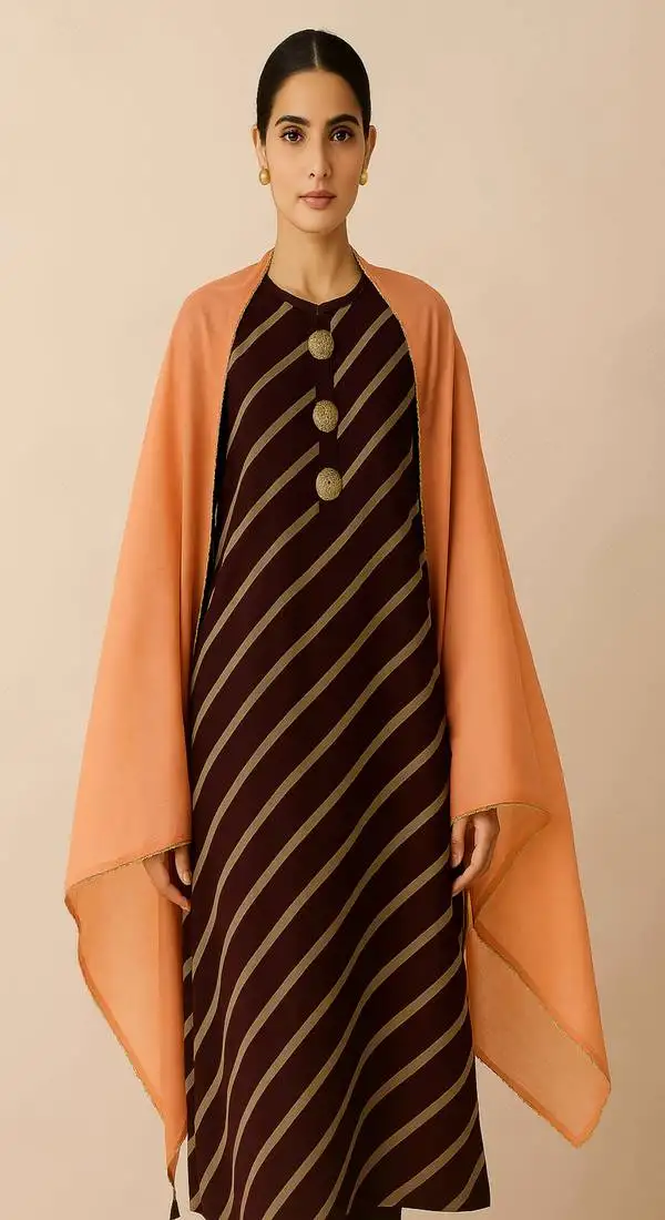 Chanderi self zari lehariya kurta with cotton blend dupatta stitched