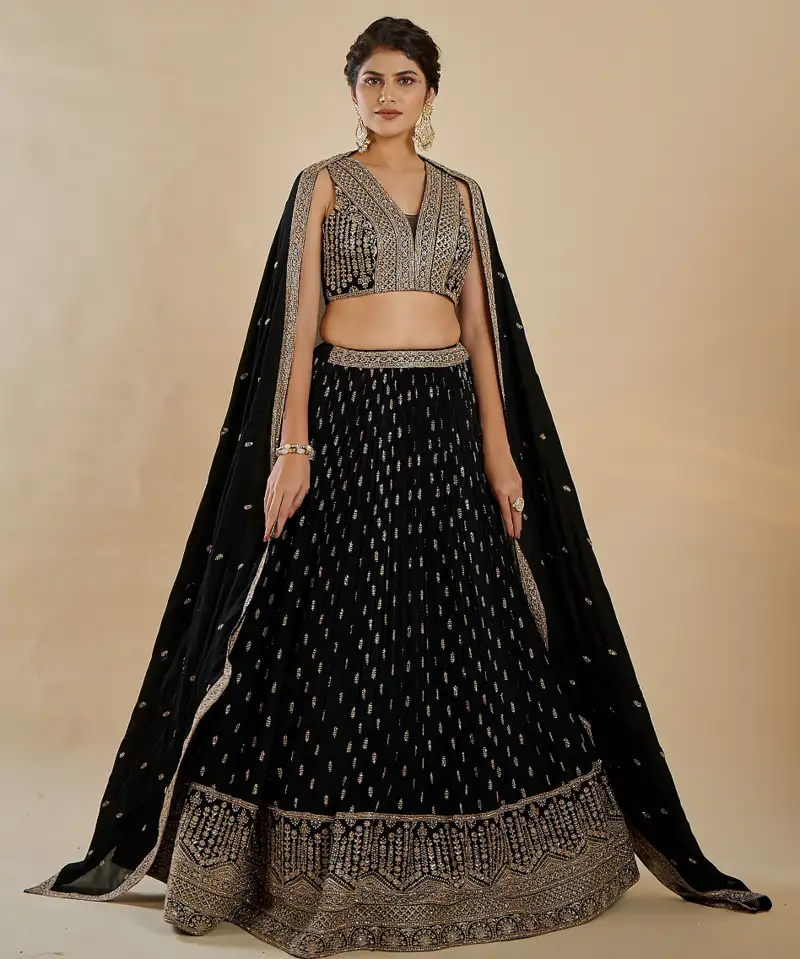 Black georgette sequin embroidered lehenga choli