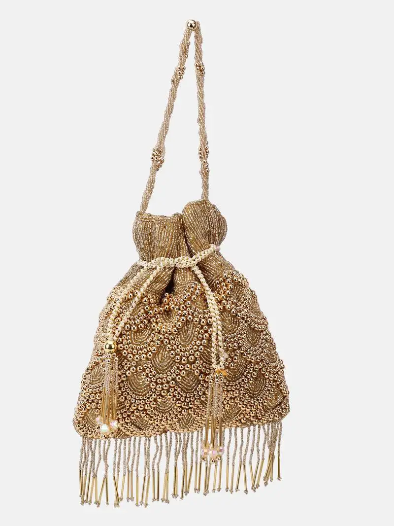 Golden embellished handmade potli bag