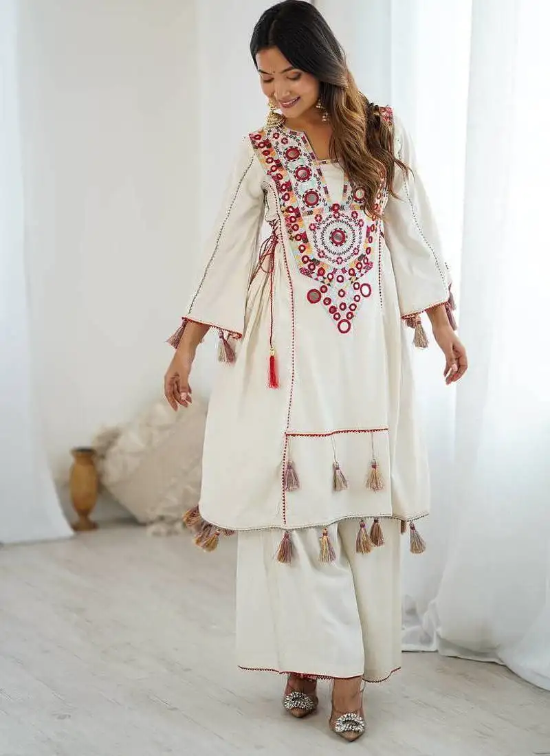 Trendy cord set with palazzo mirror work cord set