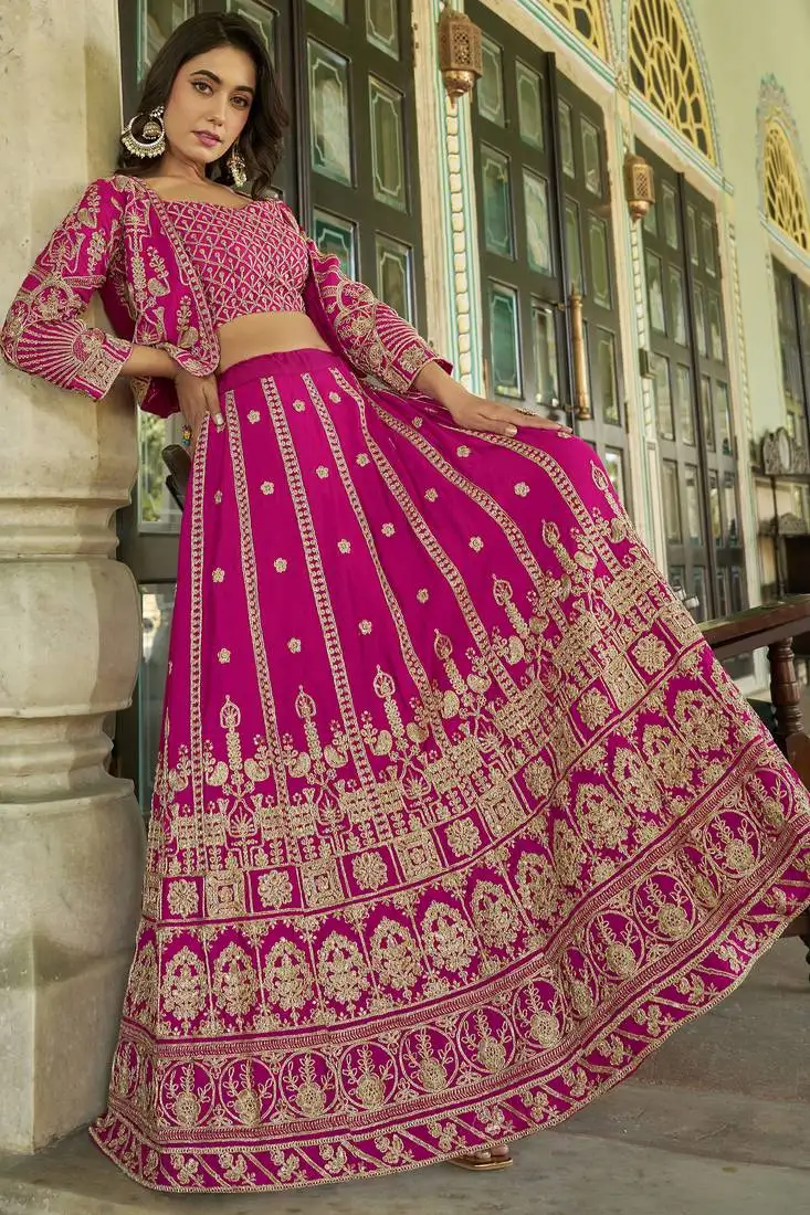 Pink ready made bridesmaids lehenga choli with koti
