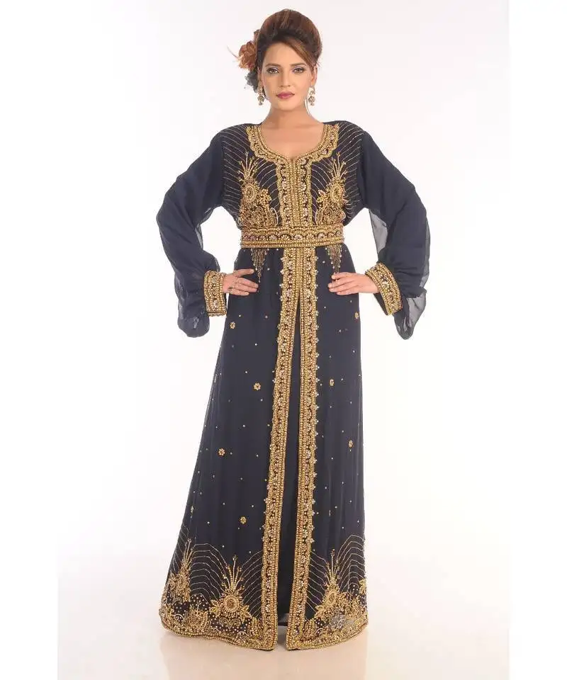Blue eid islamic kaftan moroccan jalabiya dress