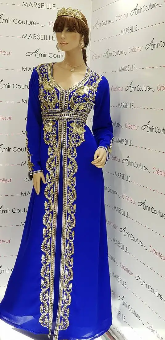 Royal blue moroccan dubai kaftans farasha abaya dress fancy long gowns