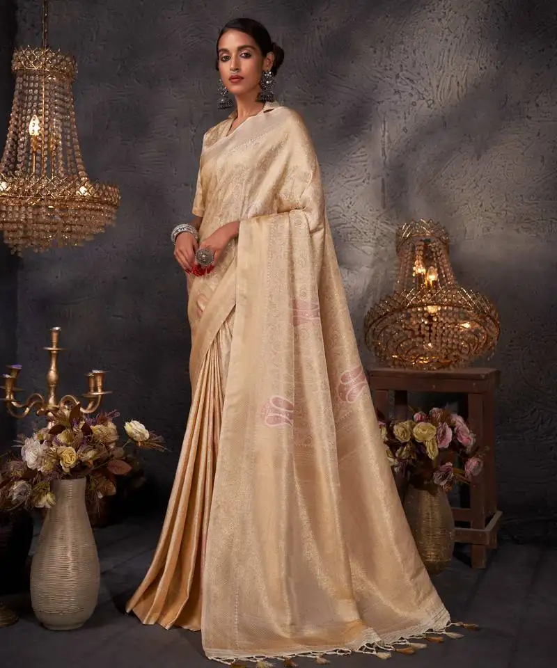 Off-white kanjeevaram design art silk saree