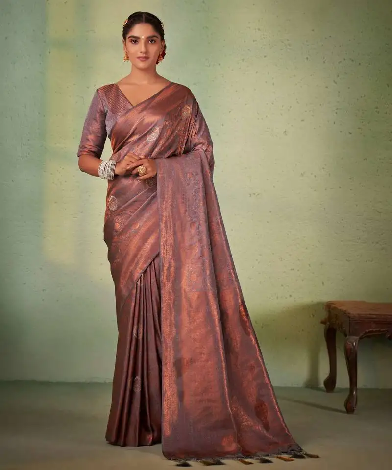 Gray kanjeevaram design art silk saree