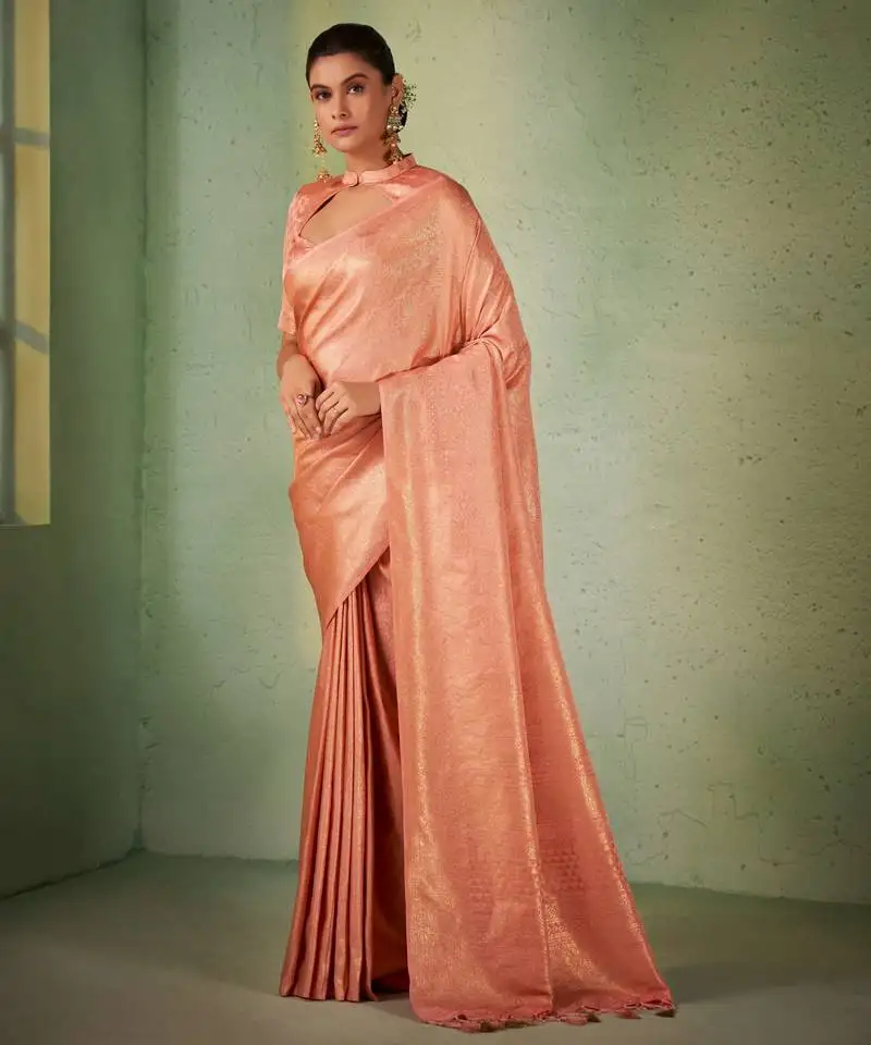 Light pink kanjeevaram design art silk saree