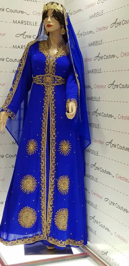 Blue moroccan dubai kaftans farasha abaya dress fancy long gowns