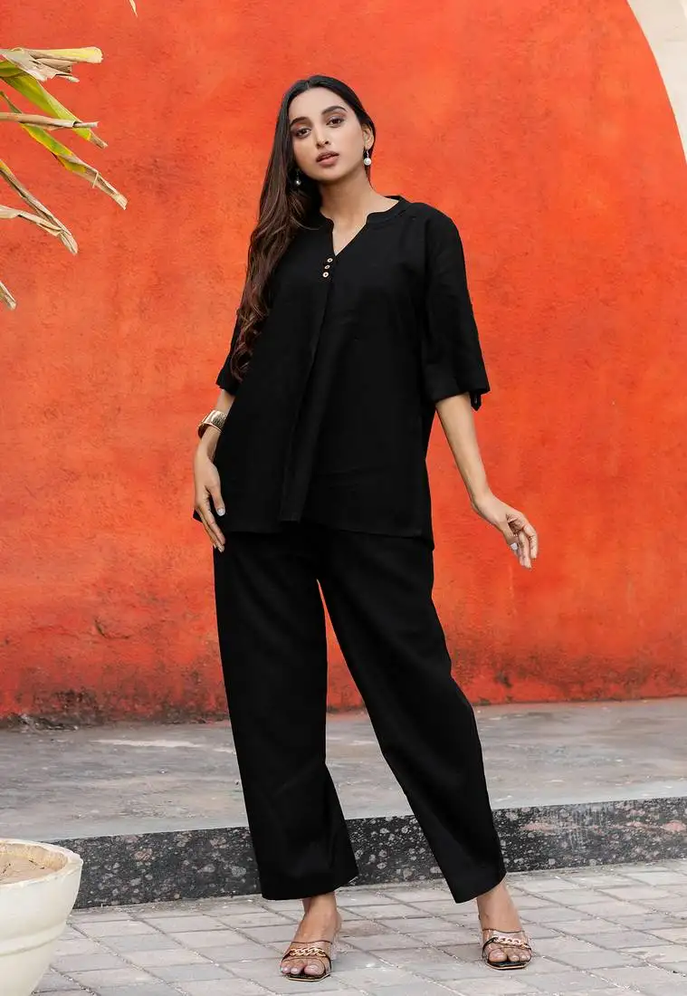 Black rayon co-ordset