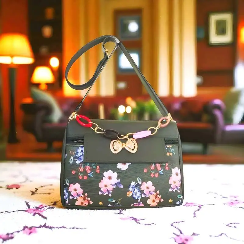 Royal collection of india black floral printed sling bag for women & girls – stylish party wear crossbody