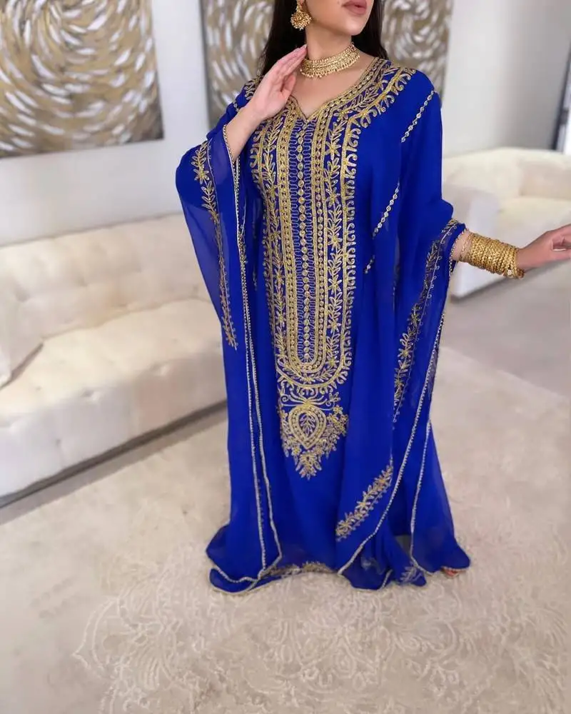 Royal blue moroccan dubai kaftans farasha abaya dress fancy long gown