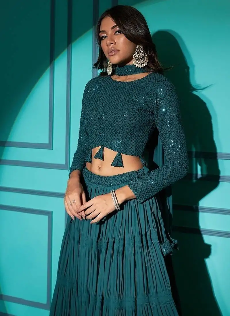 Pista green lehenga choli set