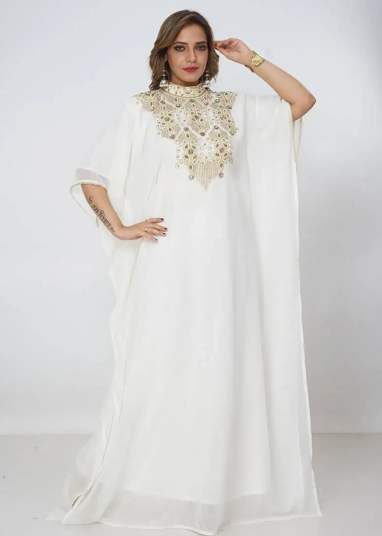 Cream kaftan women dress long gown farasha wear