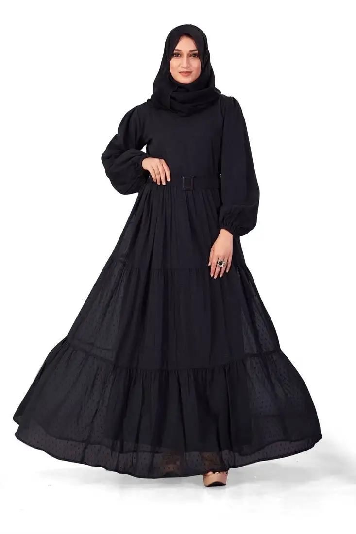 Black georgette stitched abaya without hijab