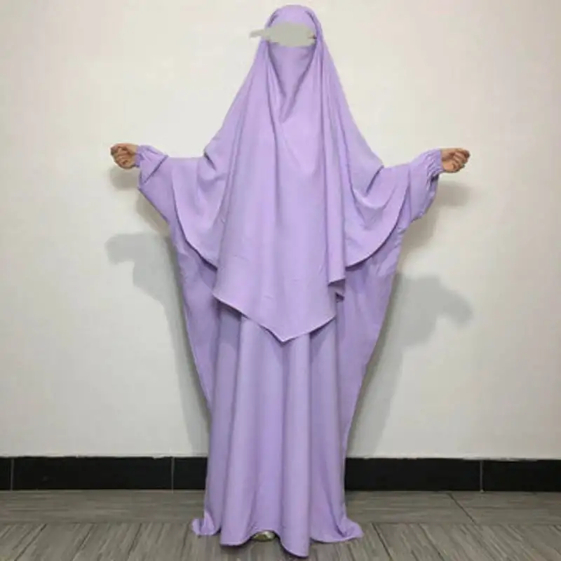Premium matching purple baggy abaya and single layer khimar