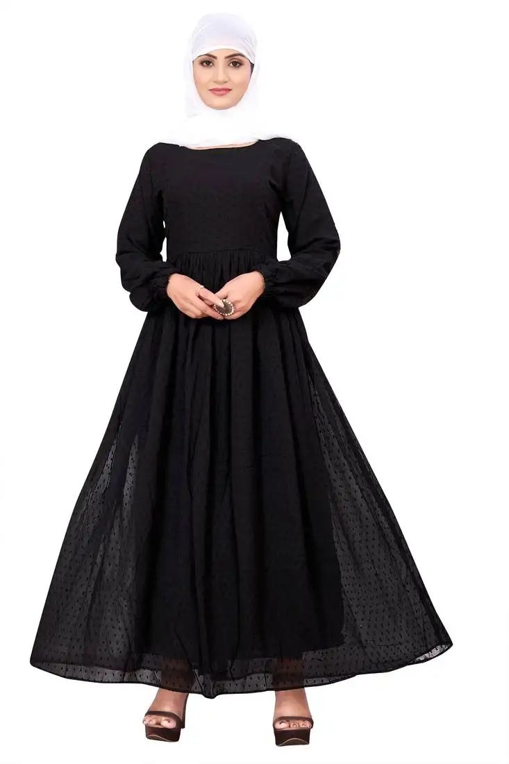 Black georgette stitched burqas without hijab