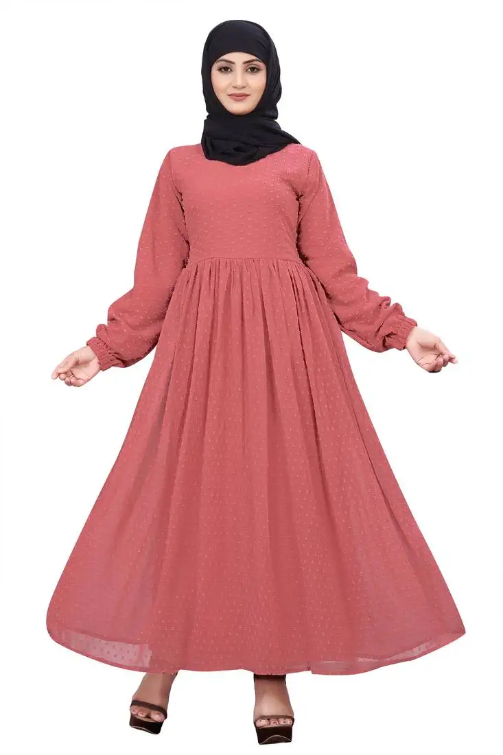 Stylish georgette solid abaya without scarf