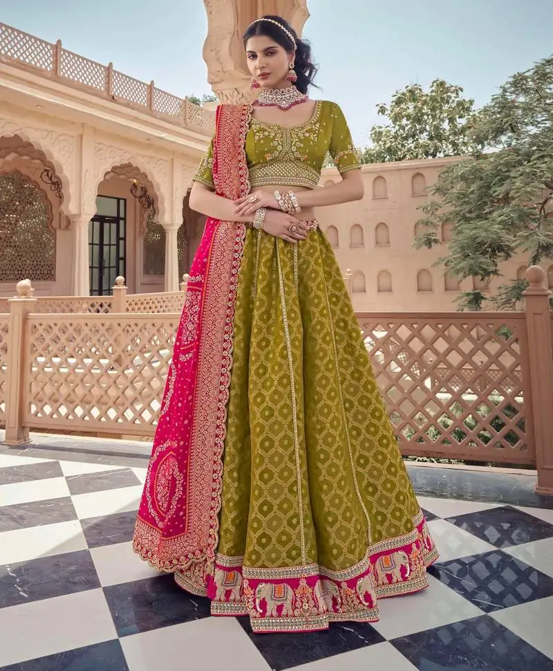 Elephant boarder beads work lehenga for wedding