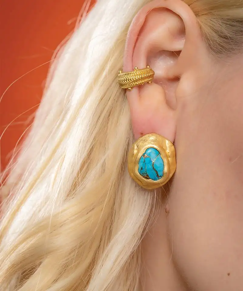 Turquoise ocean studs for women
