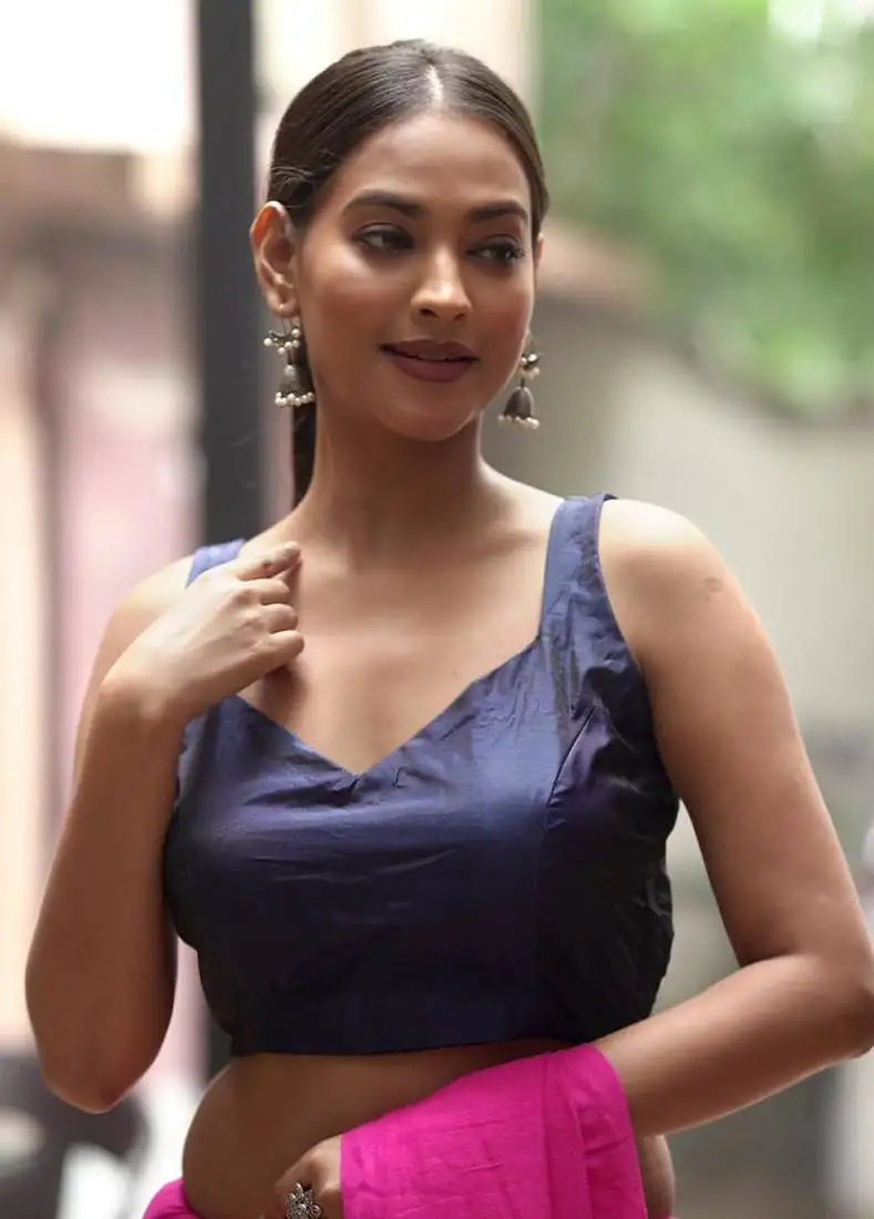 Navy blue silk designer blouse