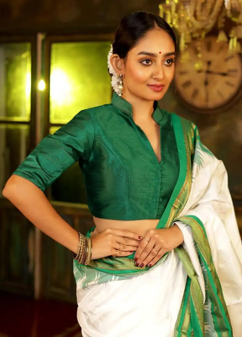 Green dupion silk designer blouse