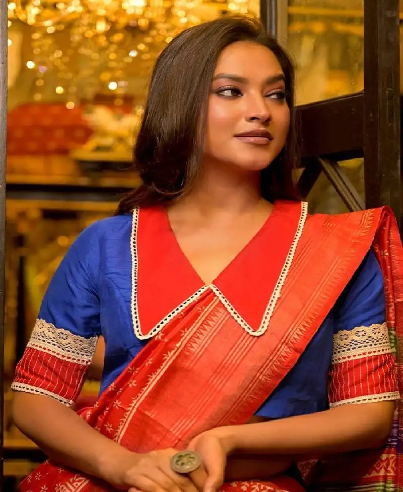 Blue dola silk designer blouse