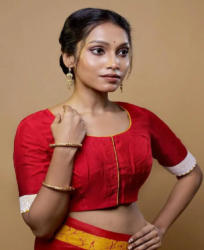 Red dola silk designer blouse