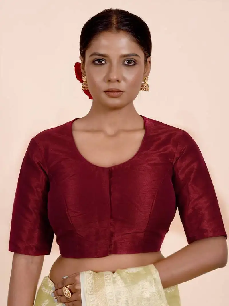 Maroon dupion silk designer blouse