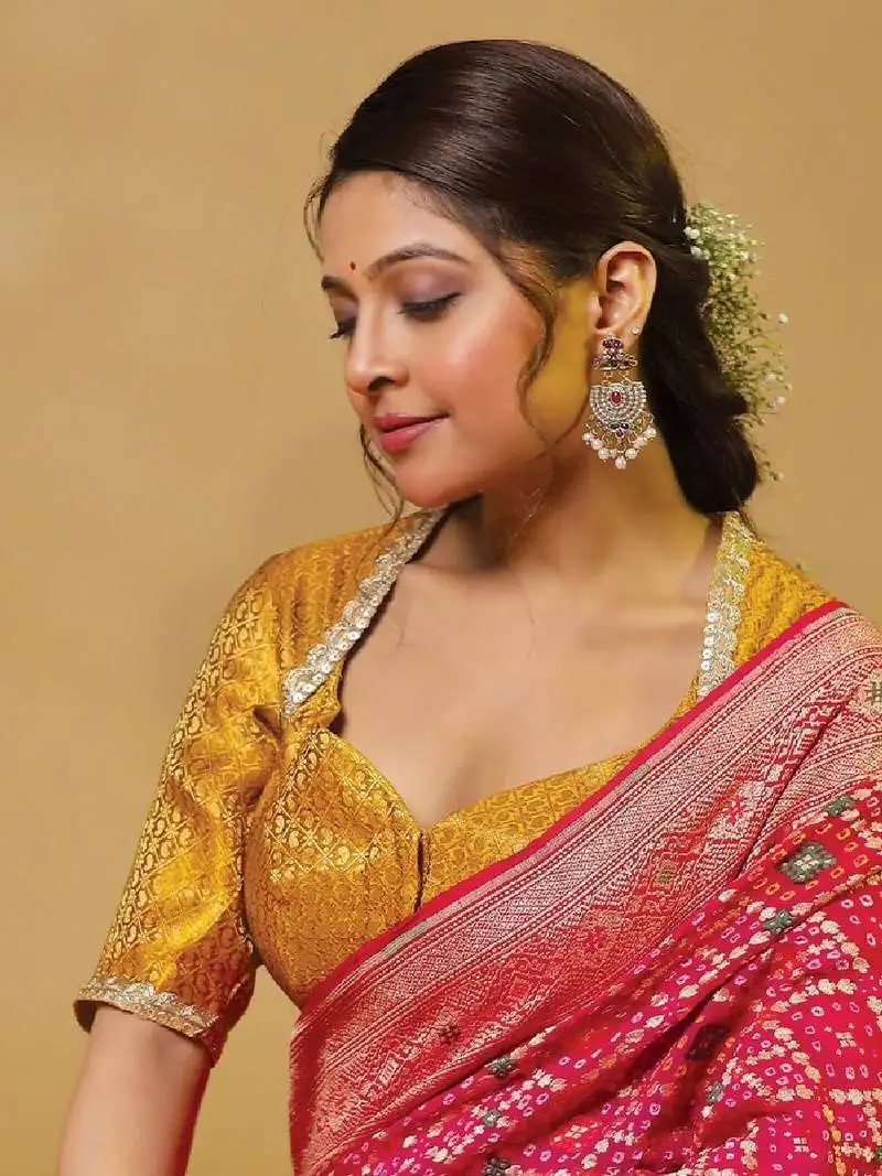 Yellow brocade designer blouse