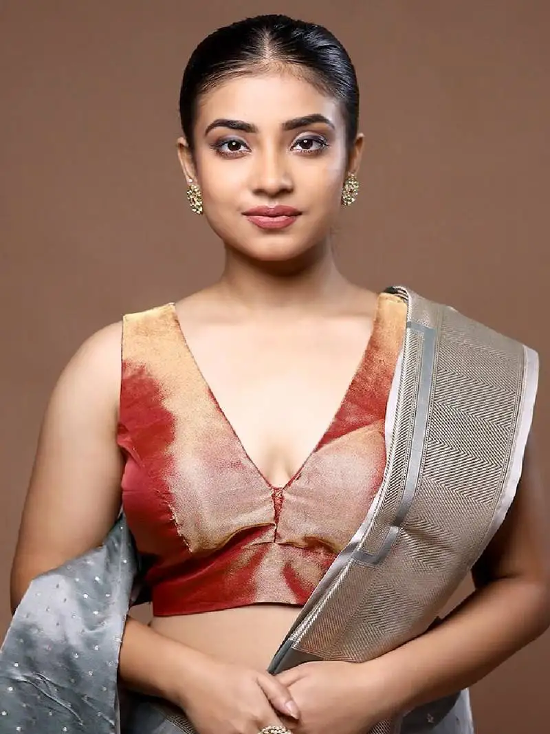 Red tissue designer blouse