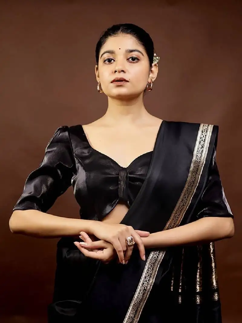 Black tissue designer blouse