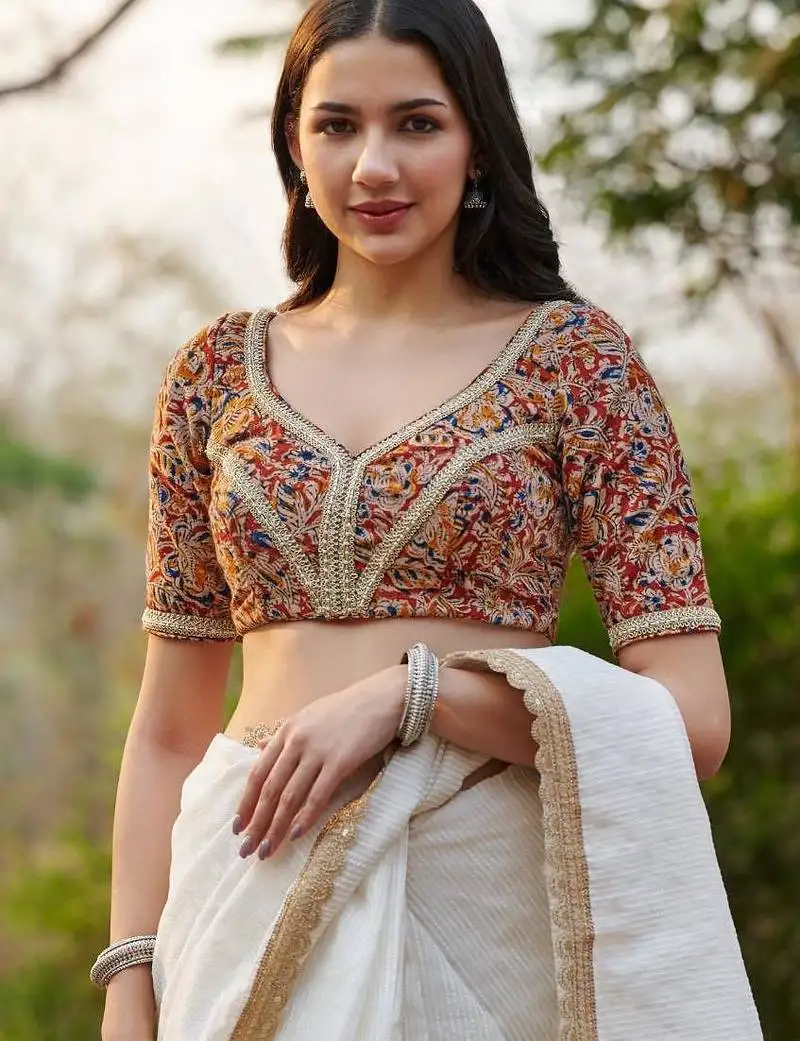 Multicolor kalamkari pure cotton readymade blouse