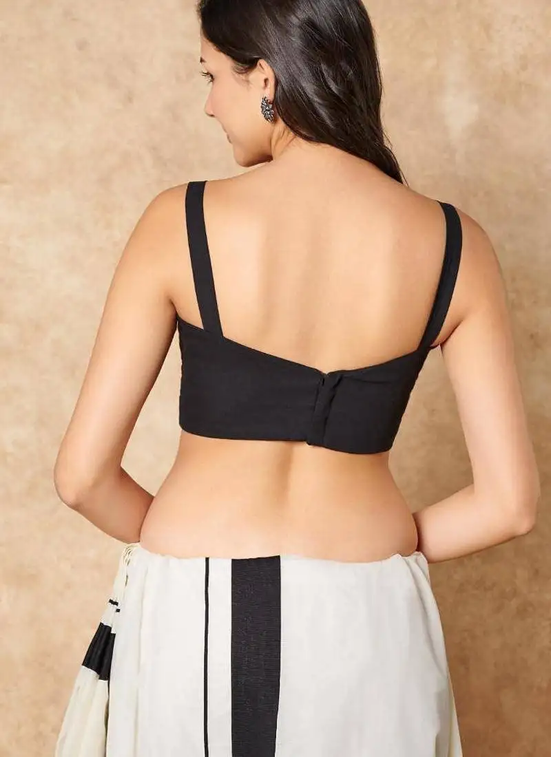 Black pure cotton sleeveless readymade blouse