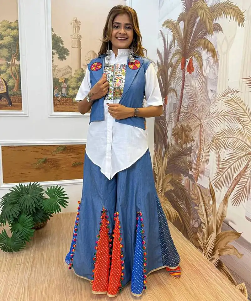 Navtratri denim fusion outfit stitched