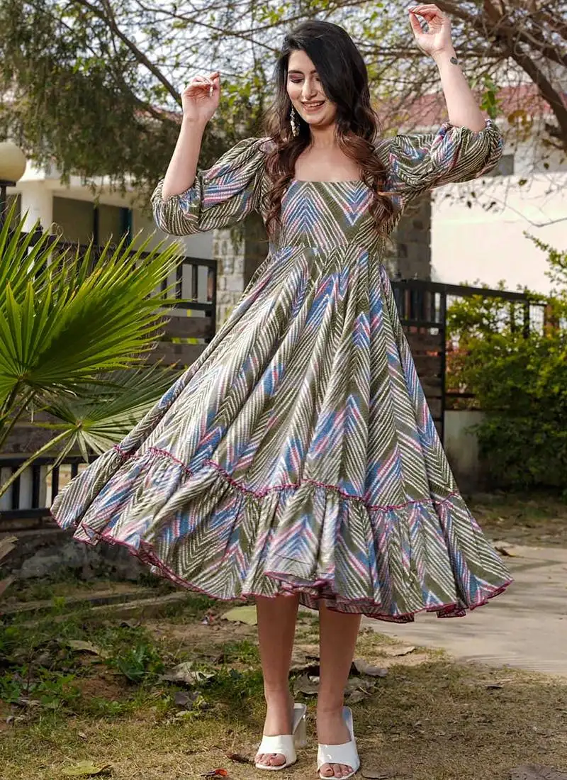 Multicolor digital print heavy rayon kurti