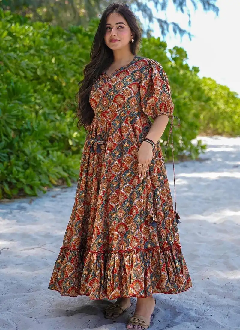 Multicolor digital print rayon kurti