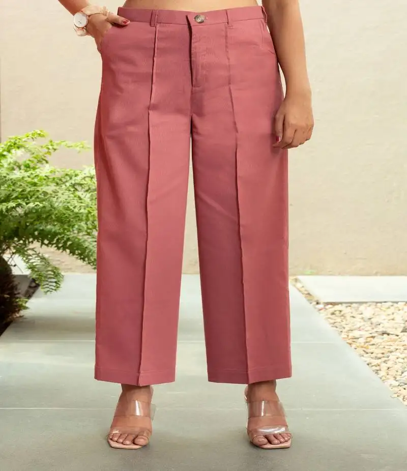 Mauve cotton formal pants