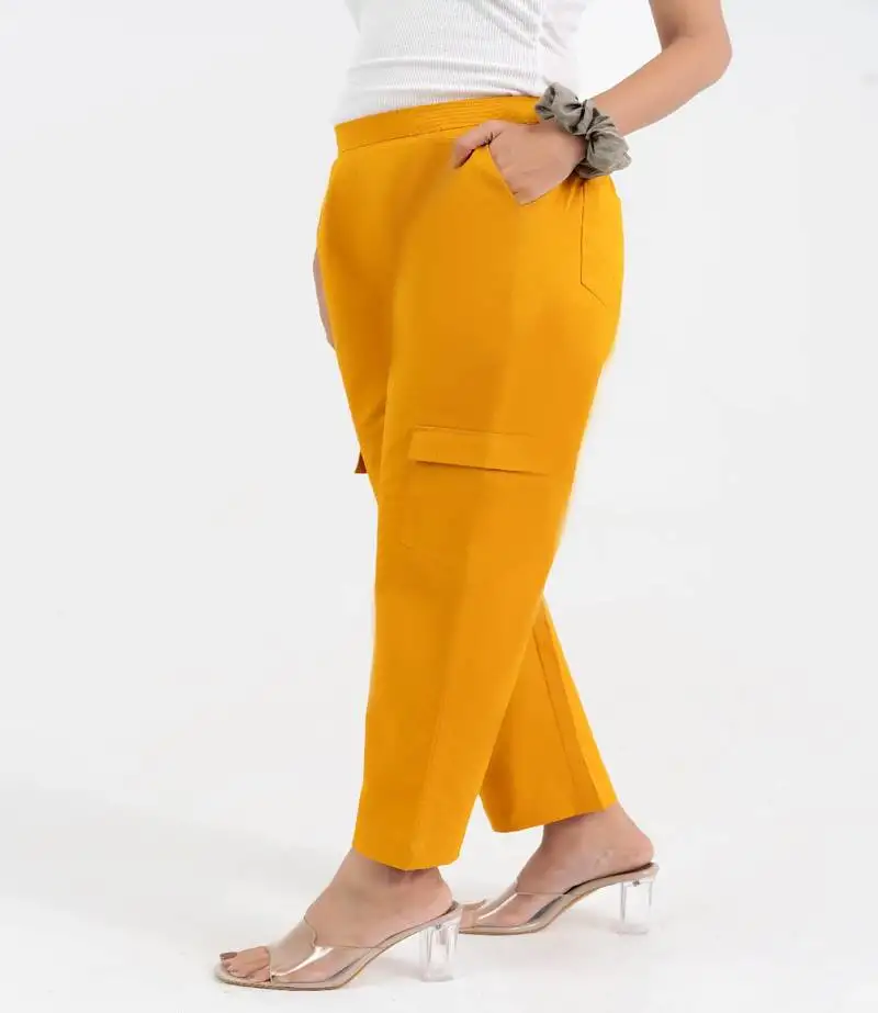 Chrome cotton solid cargo pant